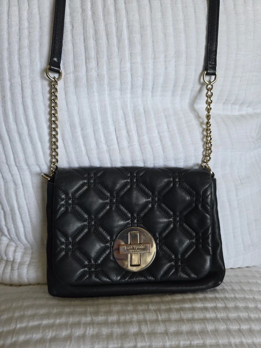 Kate Spade Black Quilted Leather Crossbody Bag